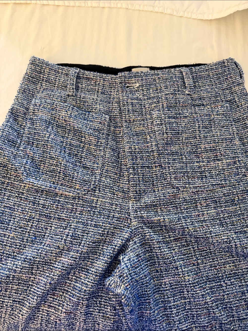 Maeve Blue Tweed Flat-Front Dress Shorts
